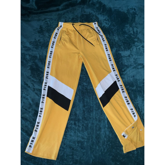 PINK Victoria’s Secret Jogger Sweatpants Yellow Women’s Medium Stretch Y2K - Picture 5 of 12